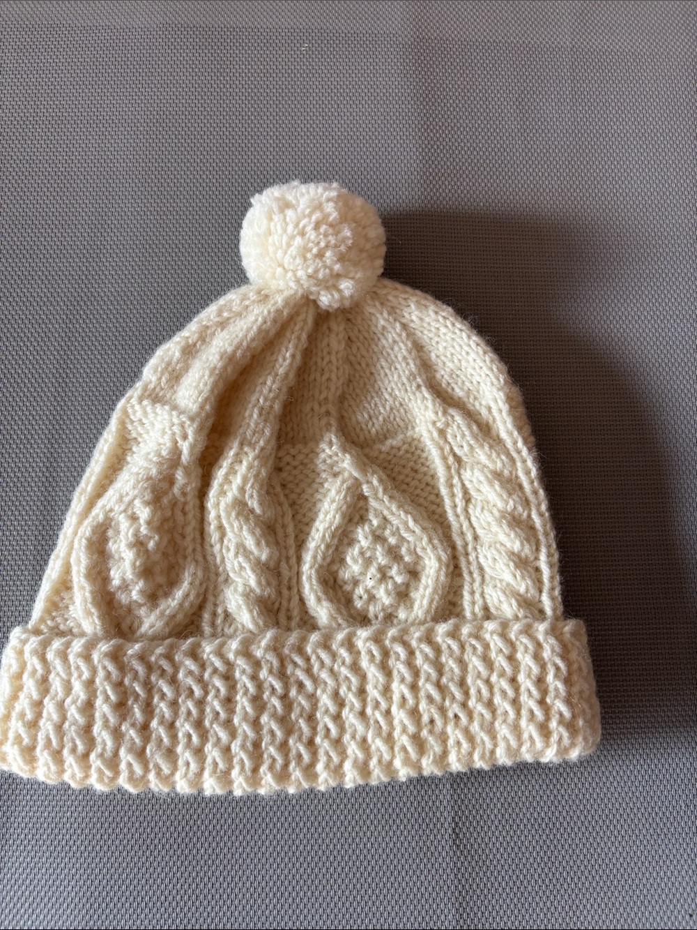 Cream Cable Knit Pom-Pom Beanie - Women